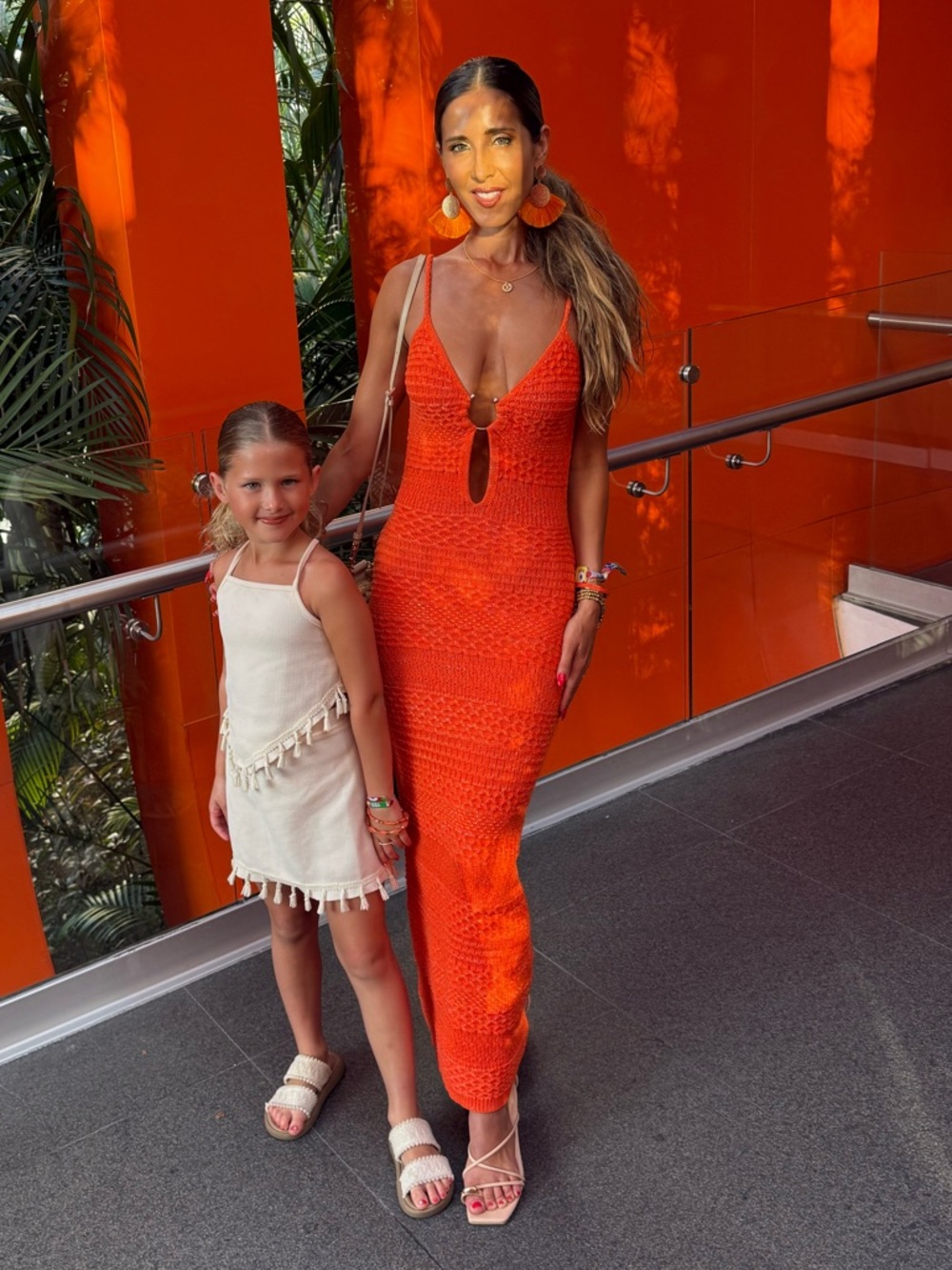 Oh Polly Orange Crochet Maxi Dress